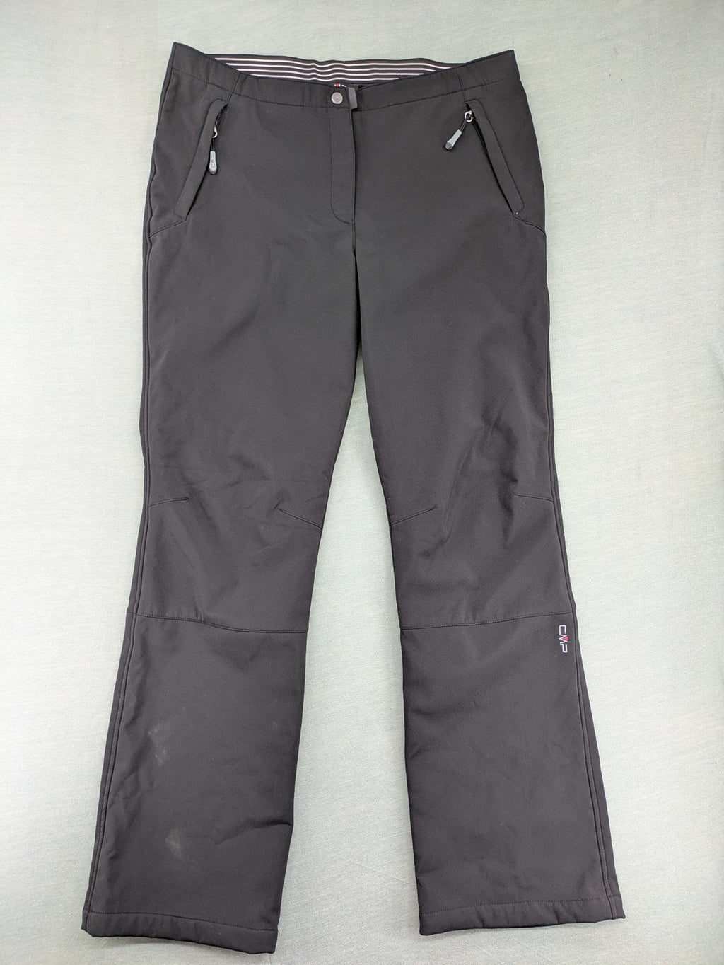 cmp black softshell pants with wind protection technology and white logo details