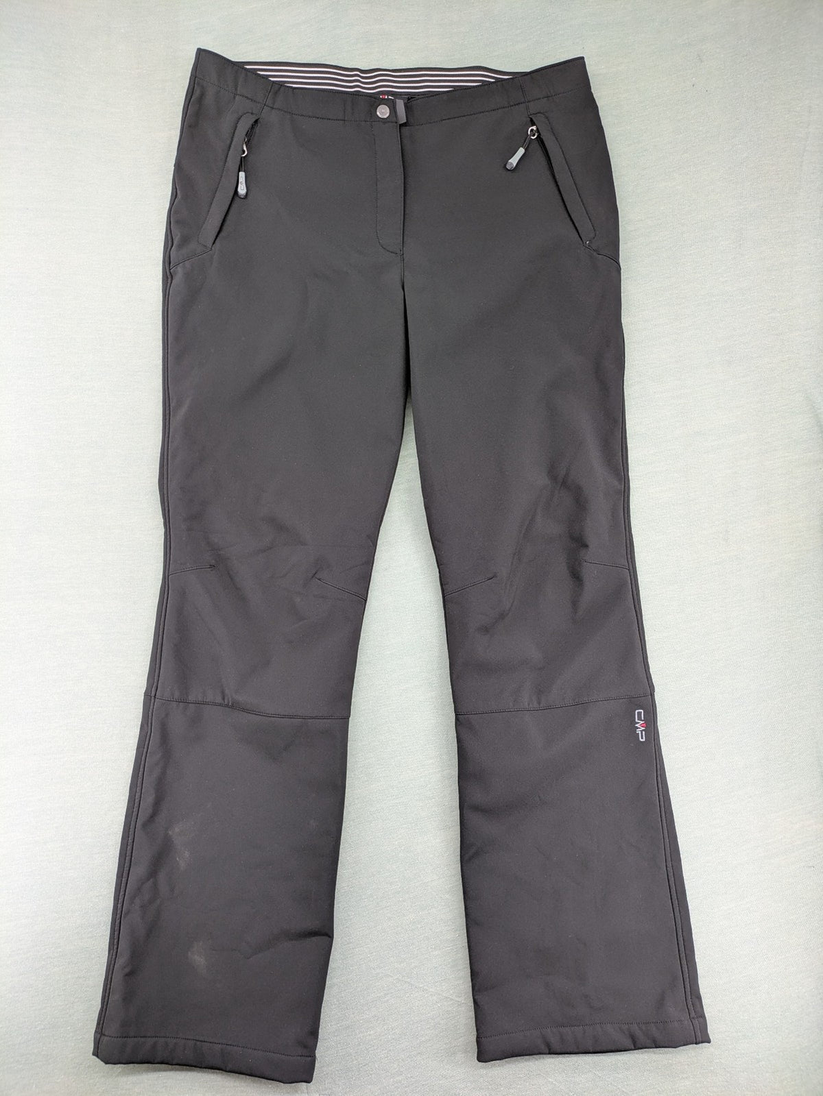 cmp black softshell pants with wind protection technology and white logo details
