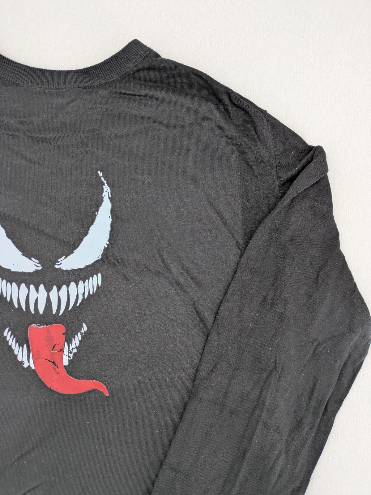 Venom knit jumper black featuring large Venom graphic, round neckline, from Zara.