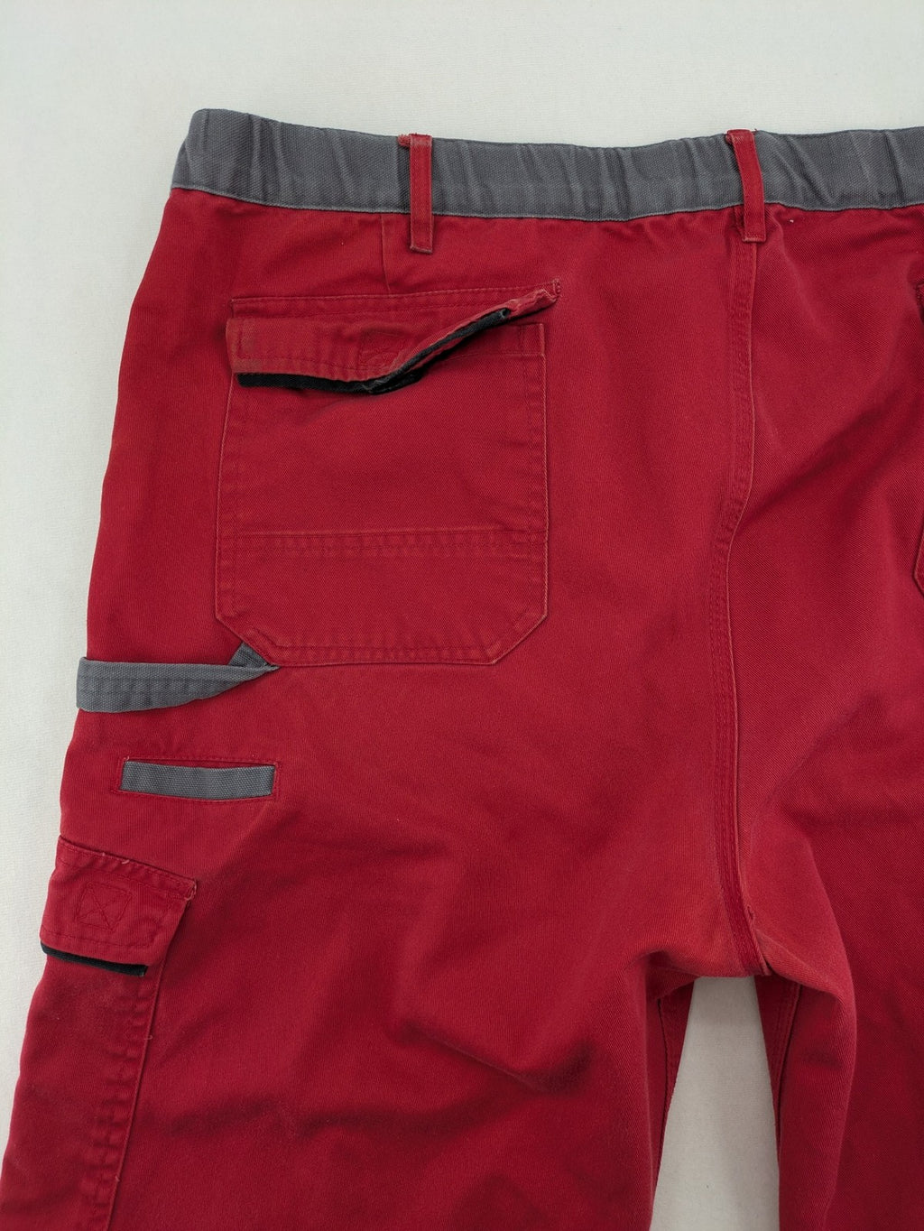 Planam hunting tactical pants red grey elastic waistband multiple utility pockets