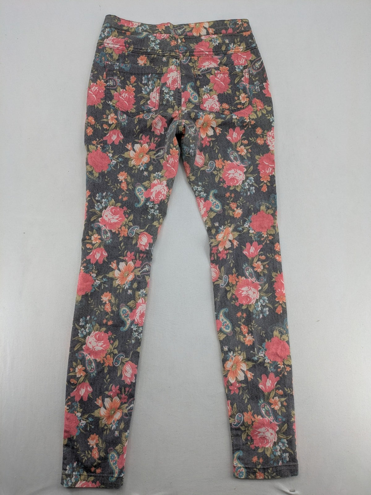 ONLY blue straight jeans with vibrant floral and paisley print on denim fabric.
