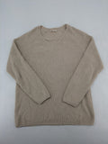s.Oliver beige turtle neck jumper with V-neck, ribbed texture, and raglan sleeves