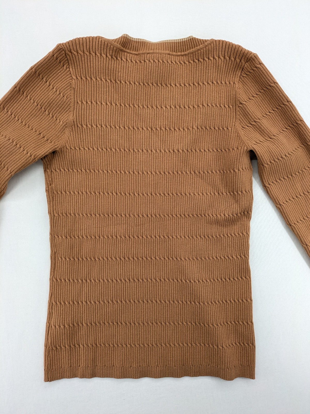 Esprit brown turtle neck jumper with ribbed texture and wide U-neckline.