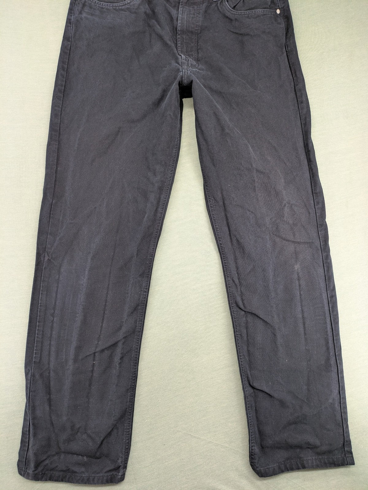 BOSS Hugo Boss grey straight jeans classic 5-pocket design with leather patch.