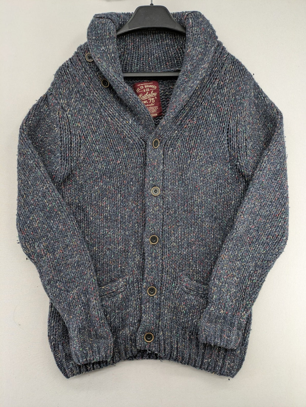 Catbalou multi turtle neck jumper with classic shawl collar and button closure.