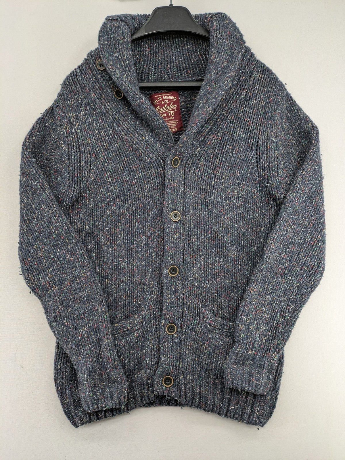 Catbalou multi turtle neck jumper with classic shawl collar and button closure.