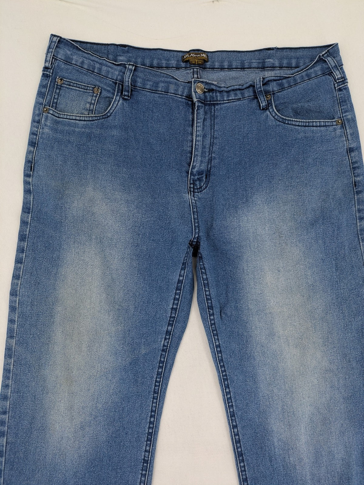 Atlas For Men blue straight jeans classic fit 5-pocket design medium wash denim