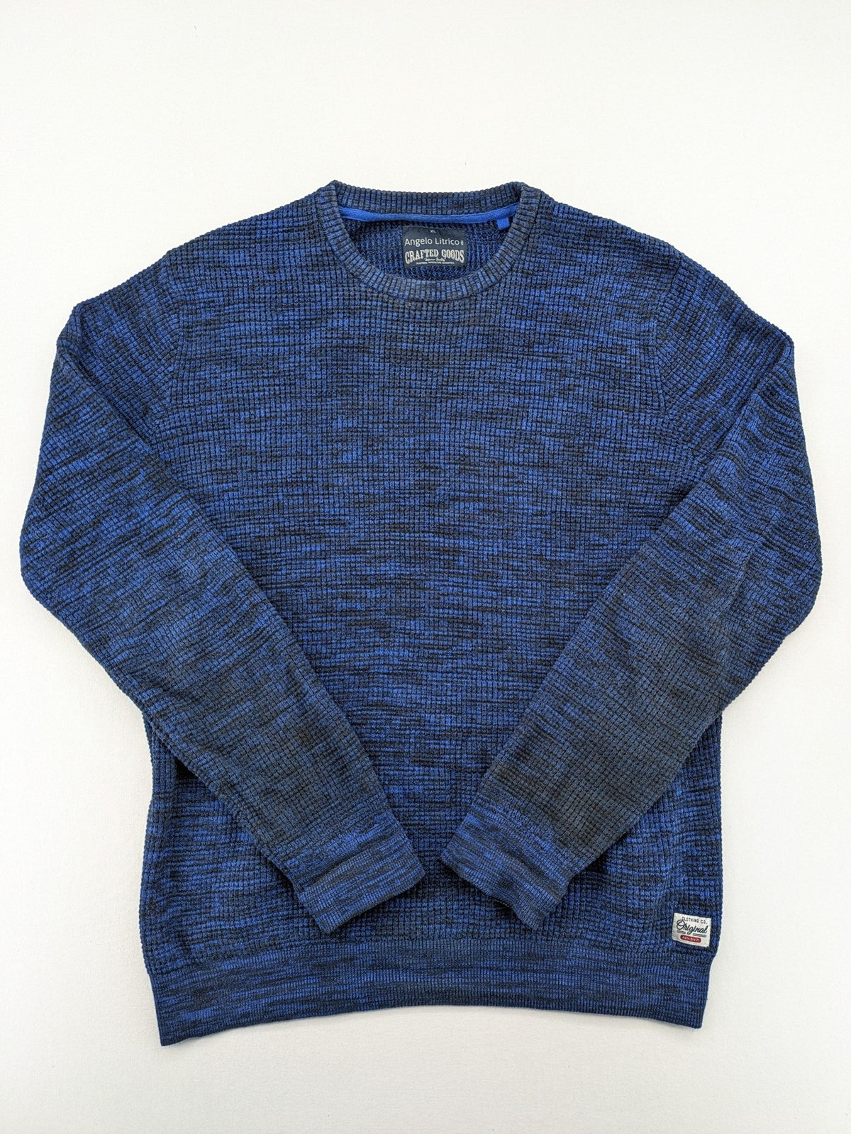 Angelo Litrico blue-grey turtle neck jumper, textured knit, casual style, 100% cotton.