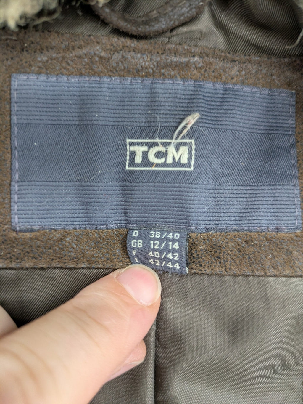 tcm brown suede parka coat with faux fur hood and fully lined interior