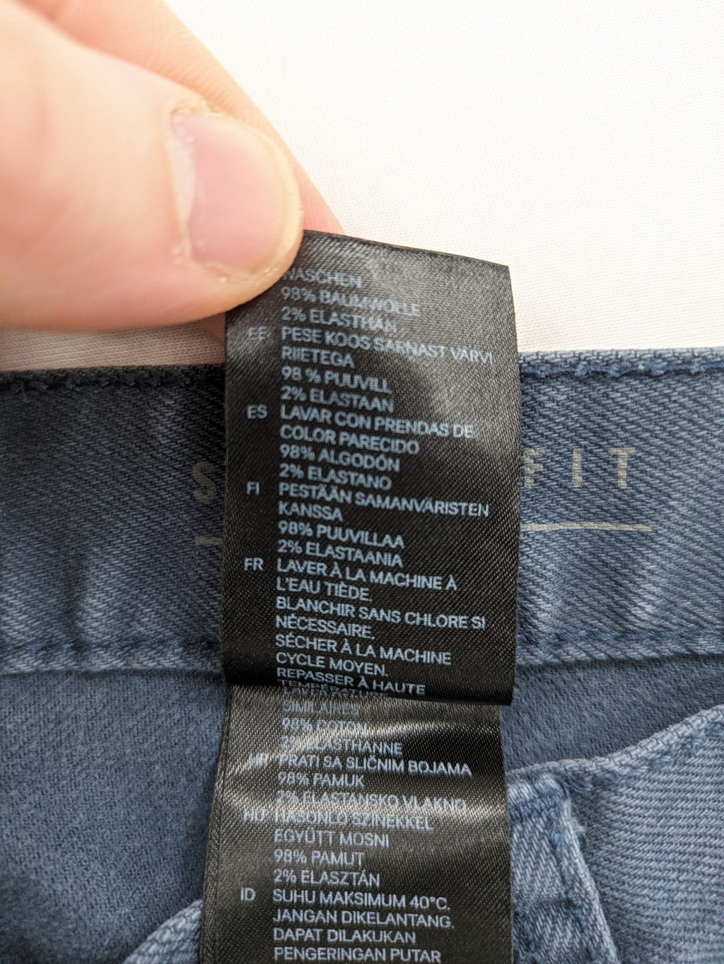 H&M skinny fit jeans blue classic 5-pocket design stretch denim material