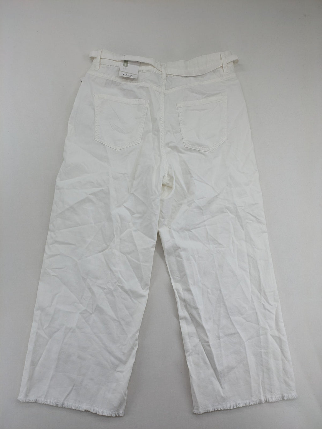 Page One white culotte pants high waist wide leg breathable linen blend with matching belt