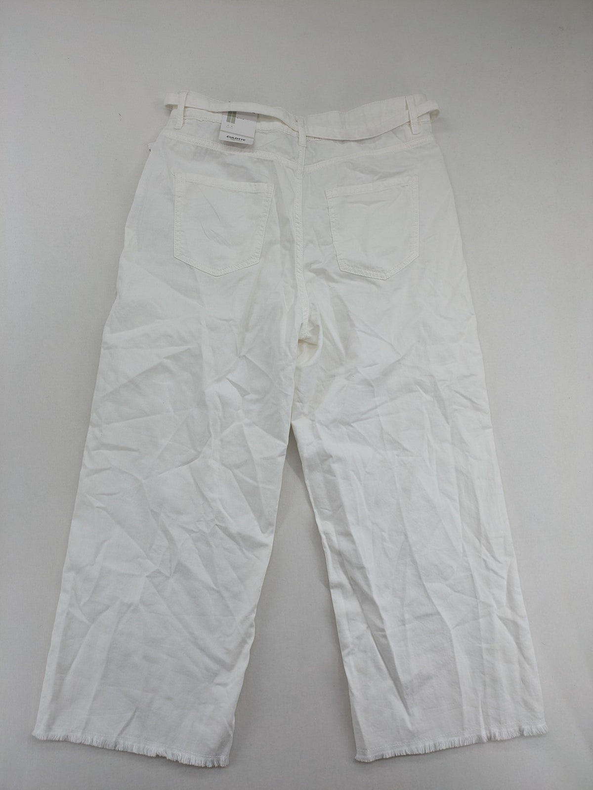 Page One white culotte pants high waist wide leg breathable linen blend with matching belt