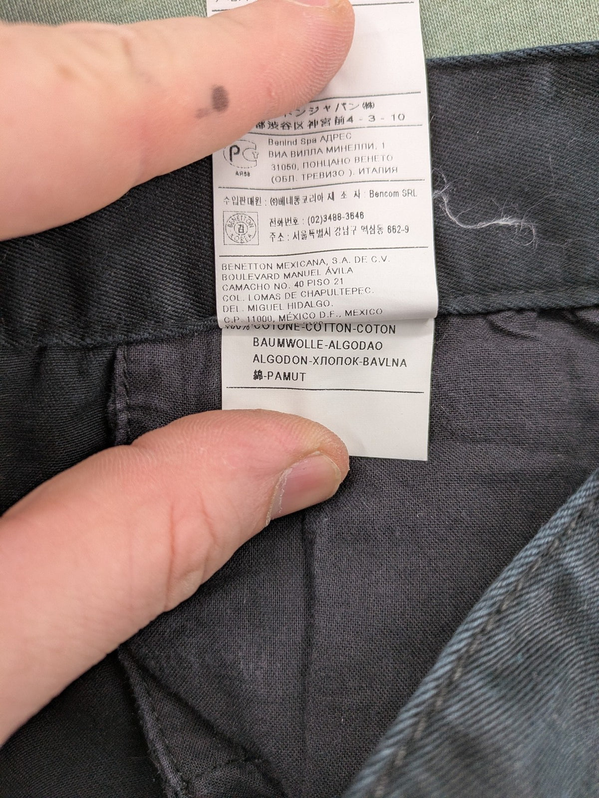 Sisley grey chino pants straight fit button fly classic style cotton material