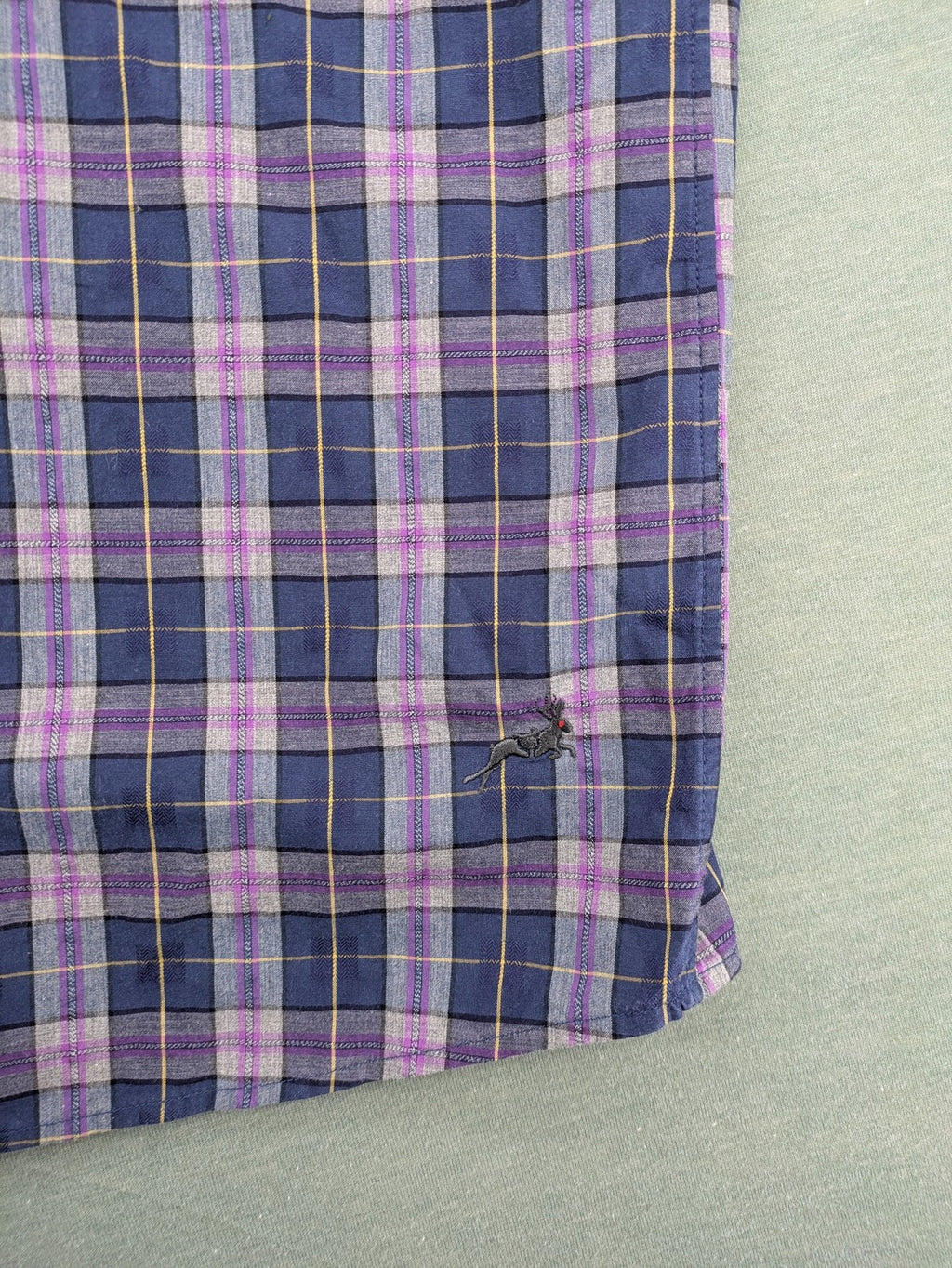 s.Oliver green long-sleeve shirt checked pattern with logo embroidery and chest pocket