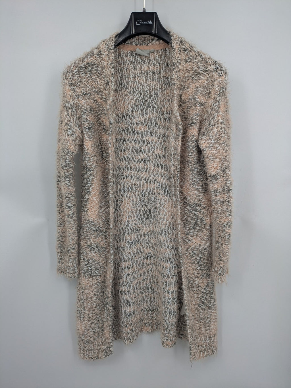 9th Avenue pink cardigan open front soft knit with multicolored pattern