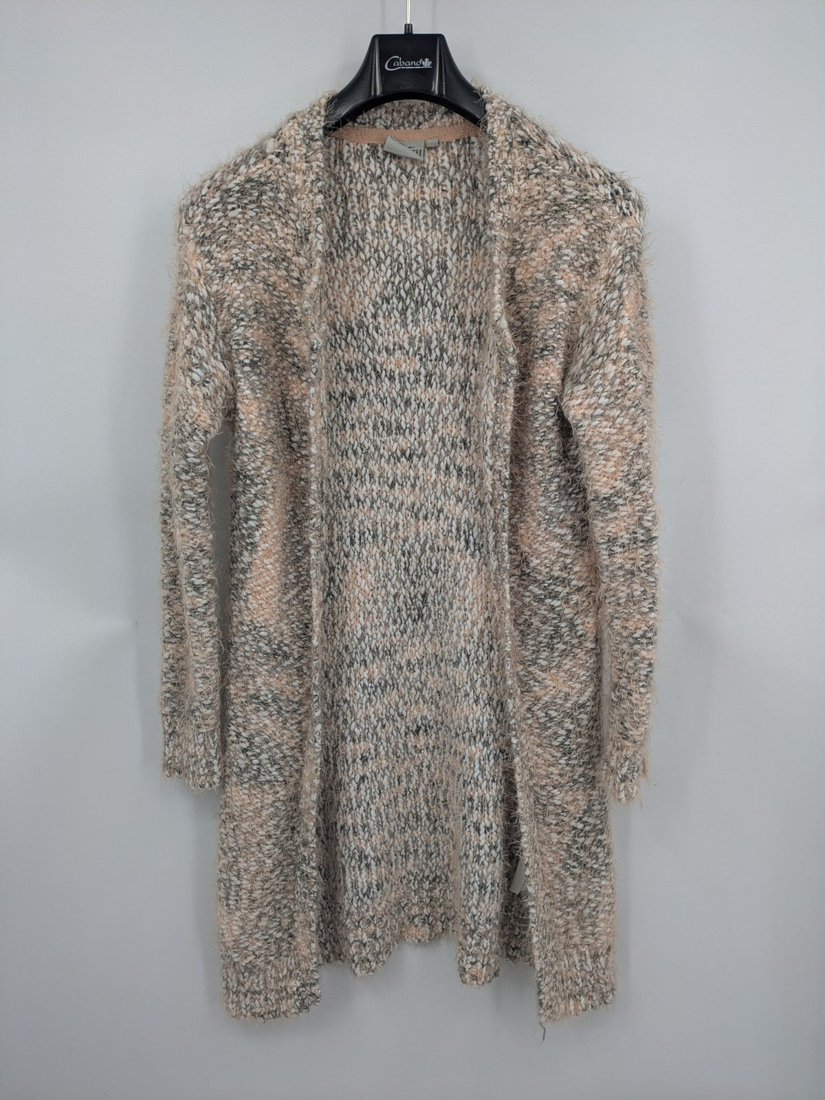 9th Avenue pink cardigan open front soft knit with multicolored pattern