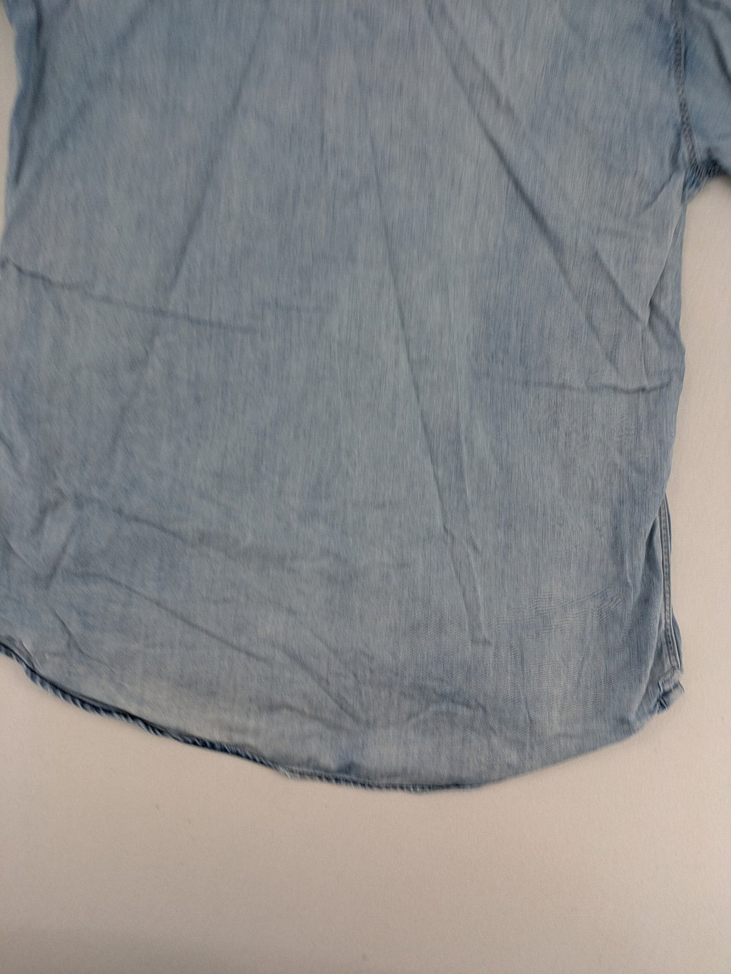 Replay denim western shirt light blue with pearl snap buttons and iconic yoke design.