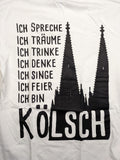 JHK black t-shirt with red "Kölsche Jung" text and Cologne Cathedral graphic.