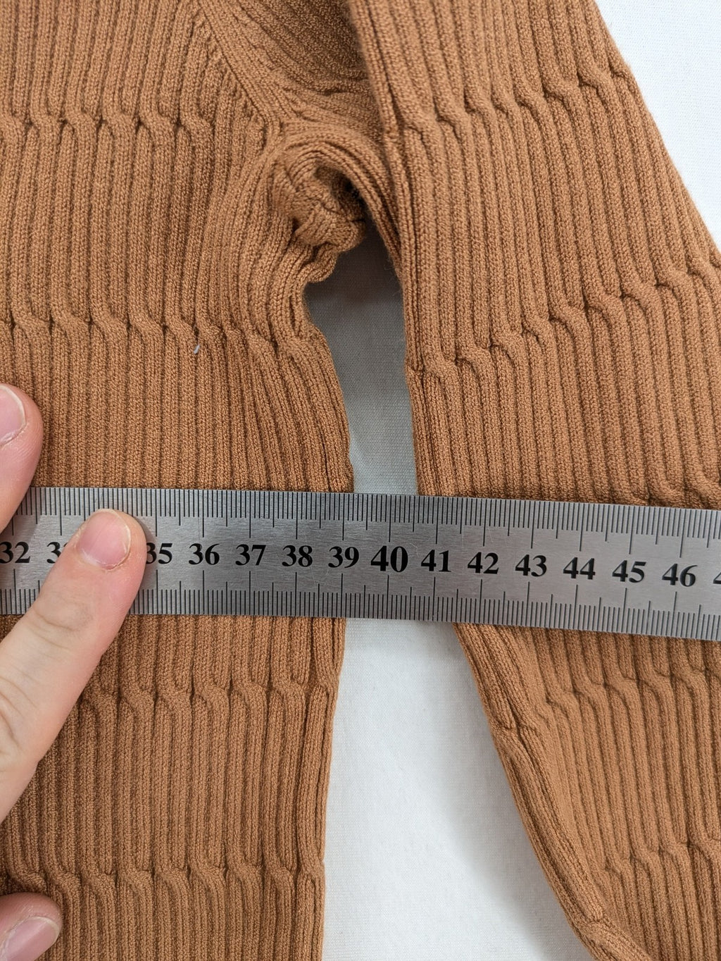 Esprit brown turtle neck jumper with ribbed texture and wide U-neckline.