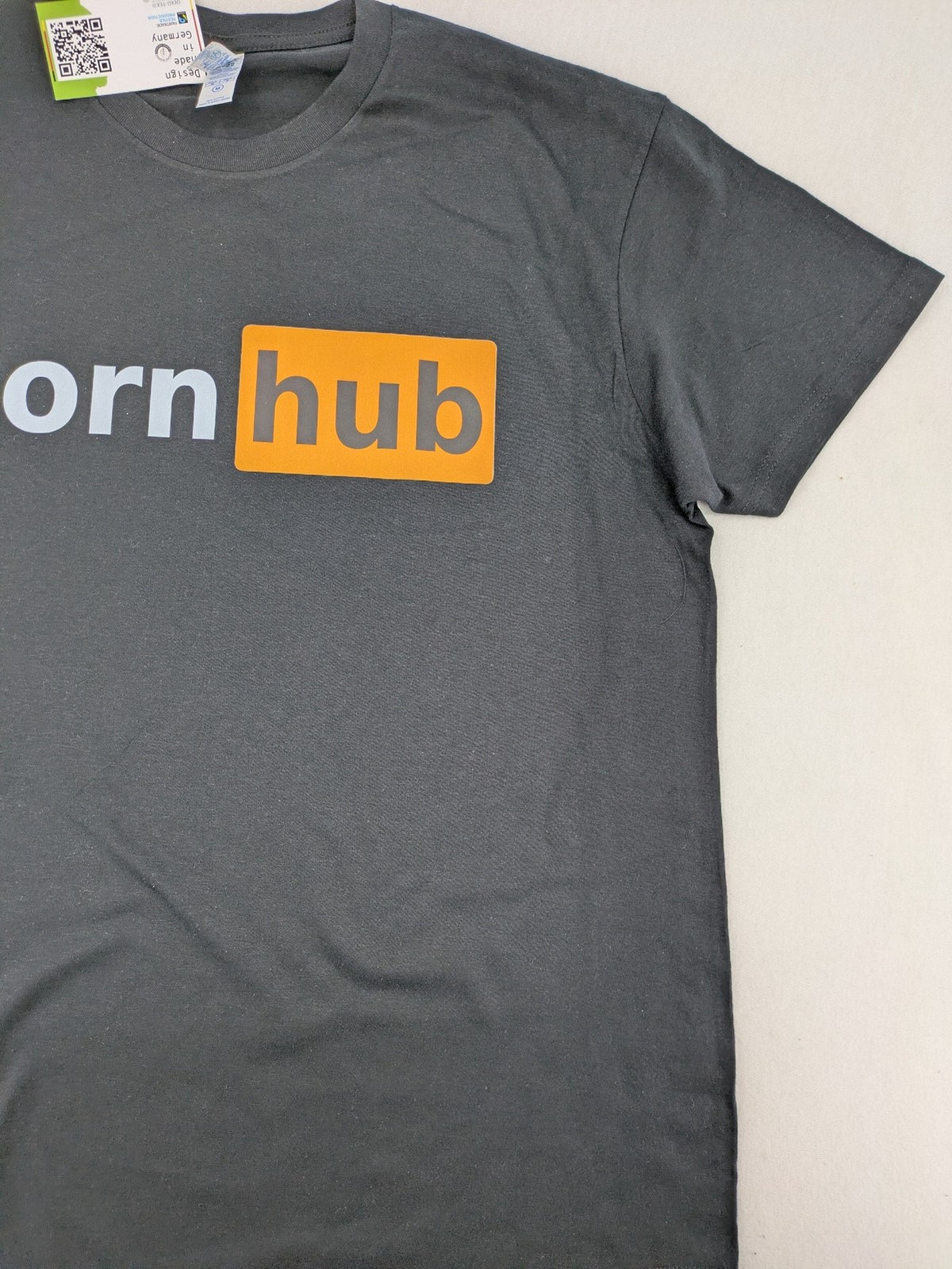 Pornhub grey t-shirt large logo print 100% cotton short sleeve