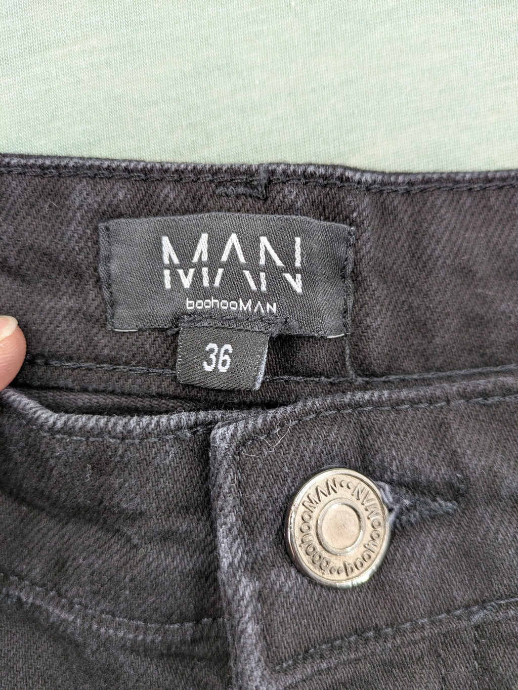 Boohooman grey straight jeans classic five-pocket design button fly 100% cotton denim