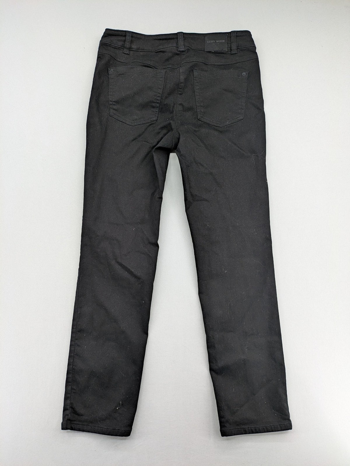 Gerry Weber black straight jeans Best4me Slim Fit 5-pocket design with logo patch.