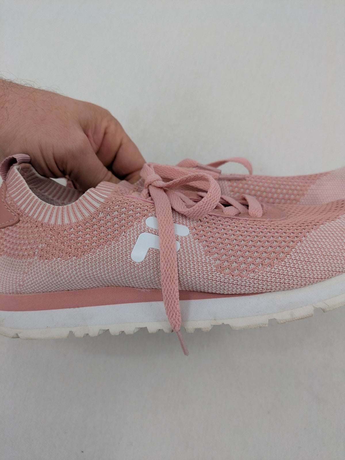Fila pink sneakers breathable mesh upper sock-like fit with white accents