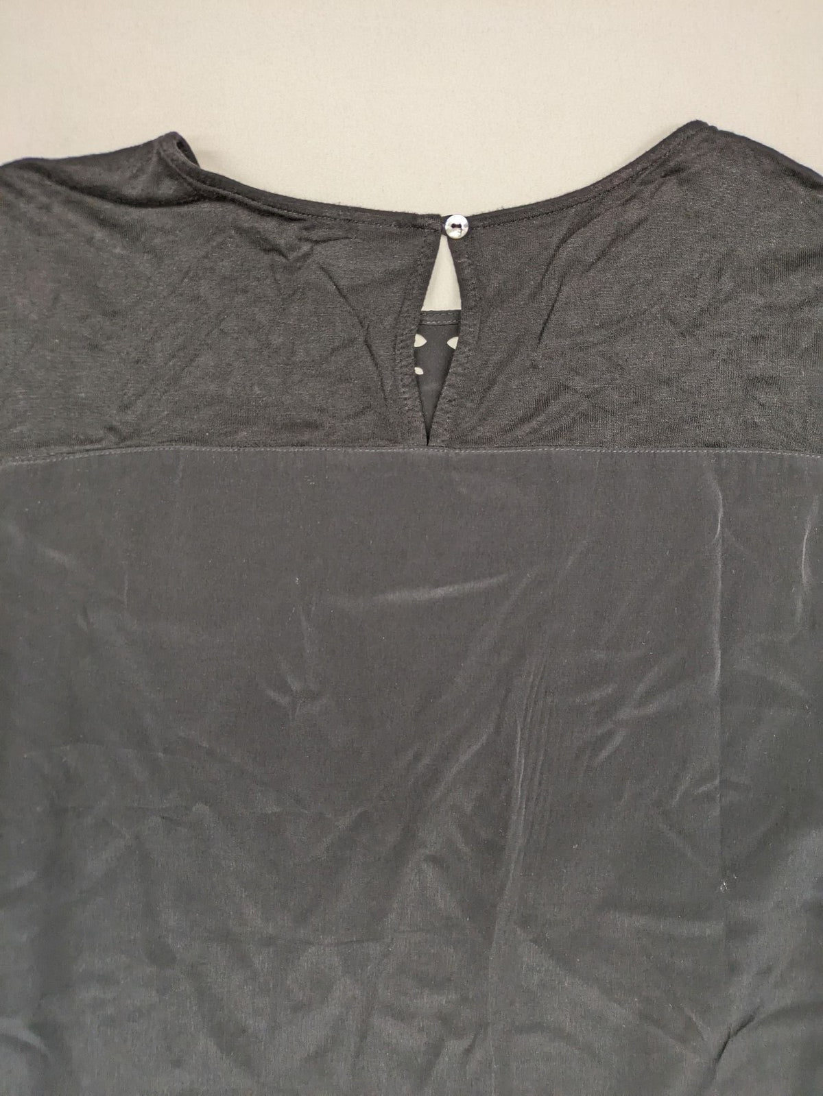 s.Oliver black shift dress with short sleeves and stylish cut-out neckline details
