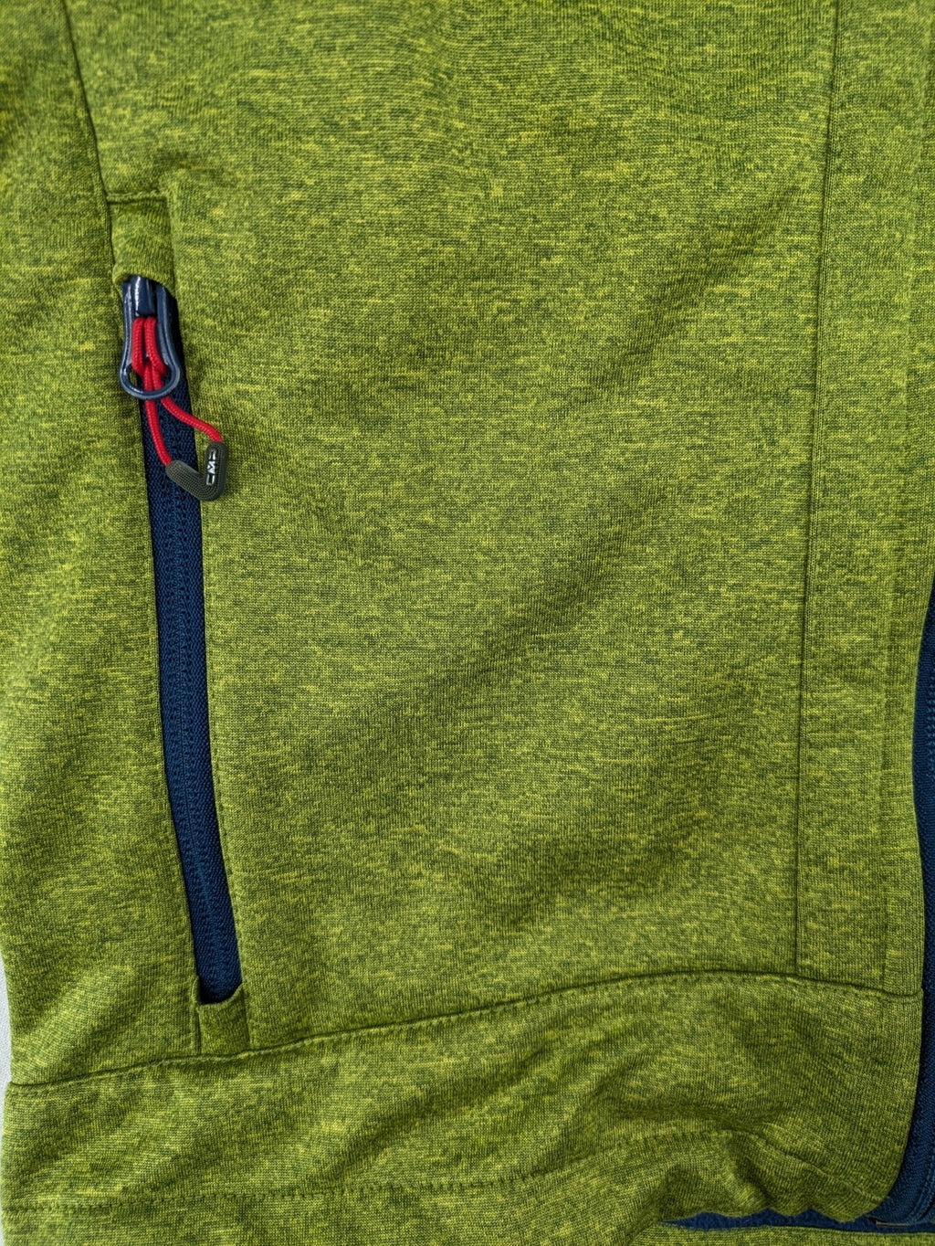 CMP outdoor coat blue and green with fleece lining, zip closure, and hood.