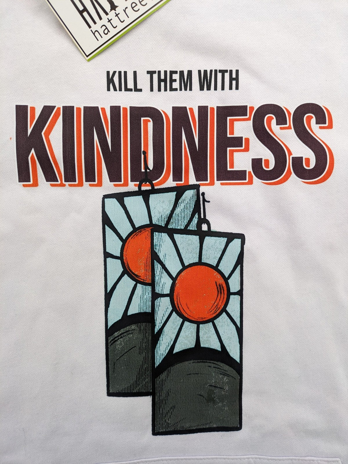 JHK unisex zip-through hoodie multi with "Kill Them With Kindness" print and anime graphic.
