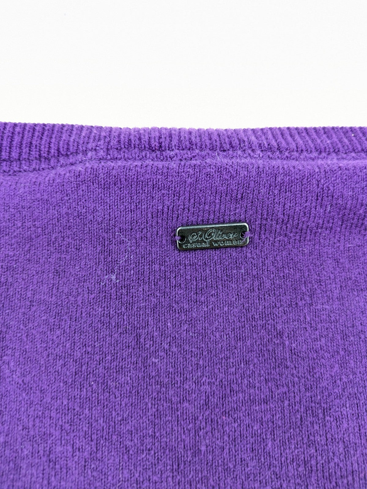 s.Oliver purple turtle neck jumper with floral pattern, buttons, and pockets in cotton blend