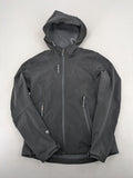 Icepeak black softshell jacket with fleece lining, adjustable hood, and zippered pockets.
