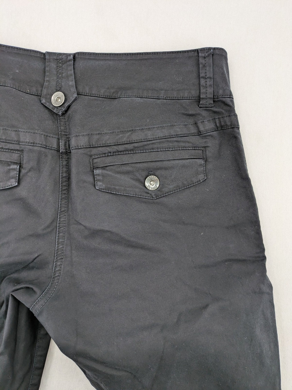 Bernd Berger grey chino pants with double button closure and straight leg design.