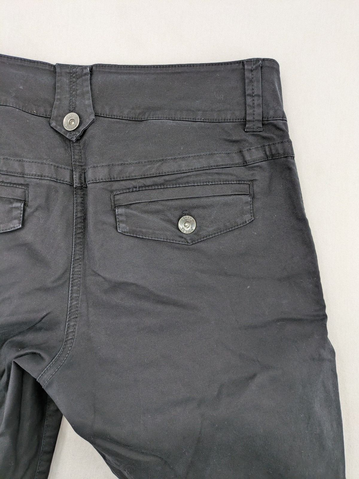 Bernd Berger grey chino pants with double button closure and straight leg design.