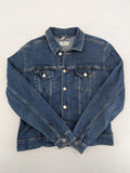 Best Connections cream denim jacket classic design with button placket and two chest pockets.