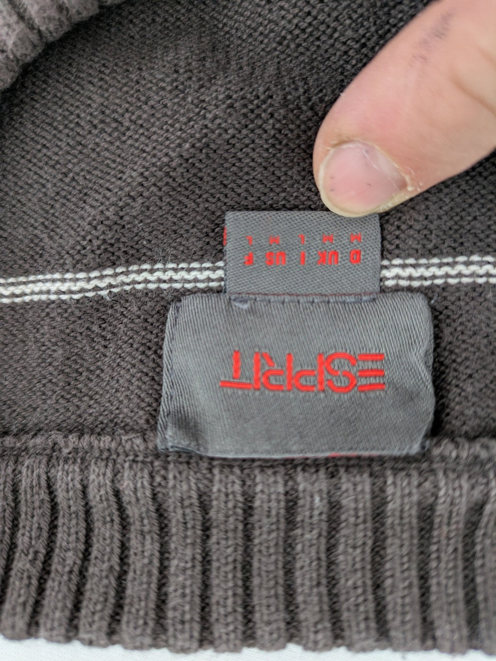 Esprit orange striped turtle neck jumper with logo patch and ribbed cuffs.