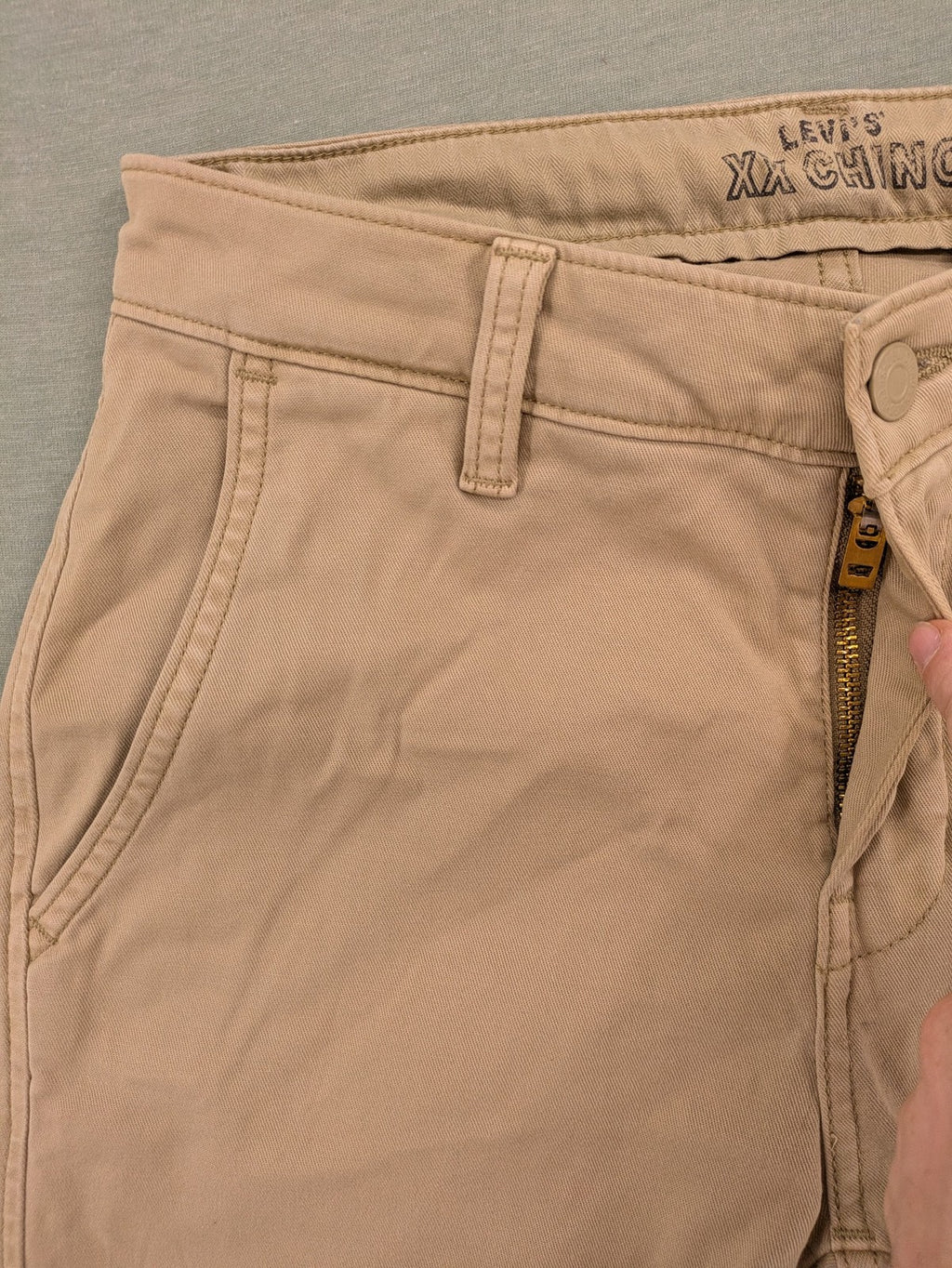 Levi's beige XX Chino pants slim taper fit with classic logo and quality fabric.