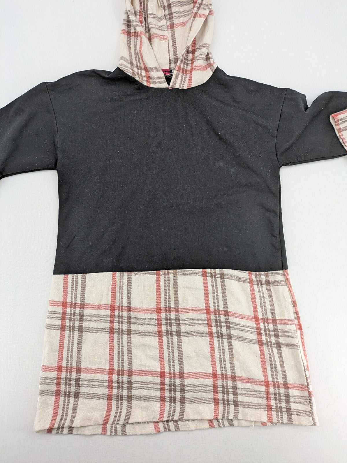 Pink Bunny Collection turtle neck jumper cream and pink with checkered pattern and soft fabric.