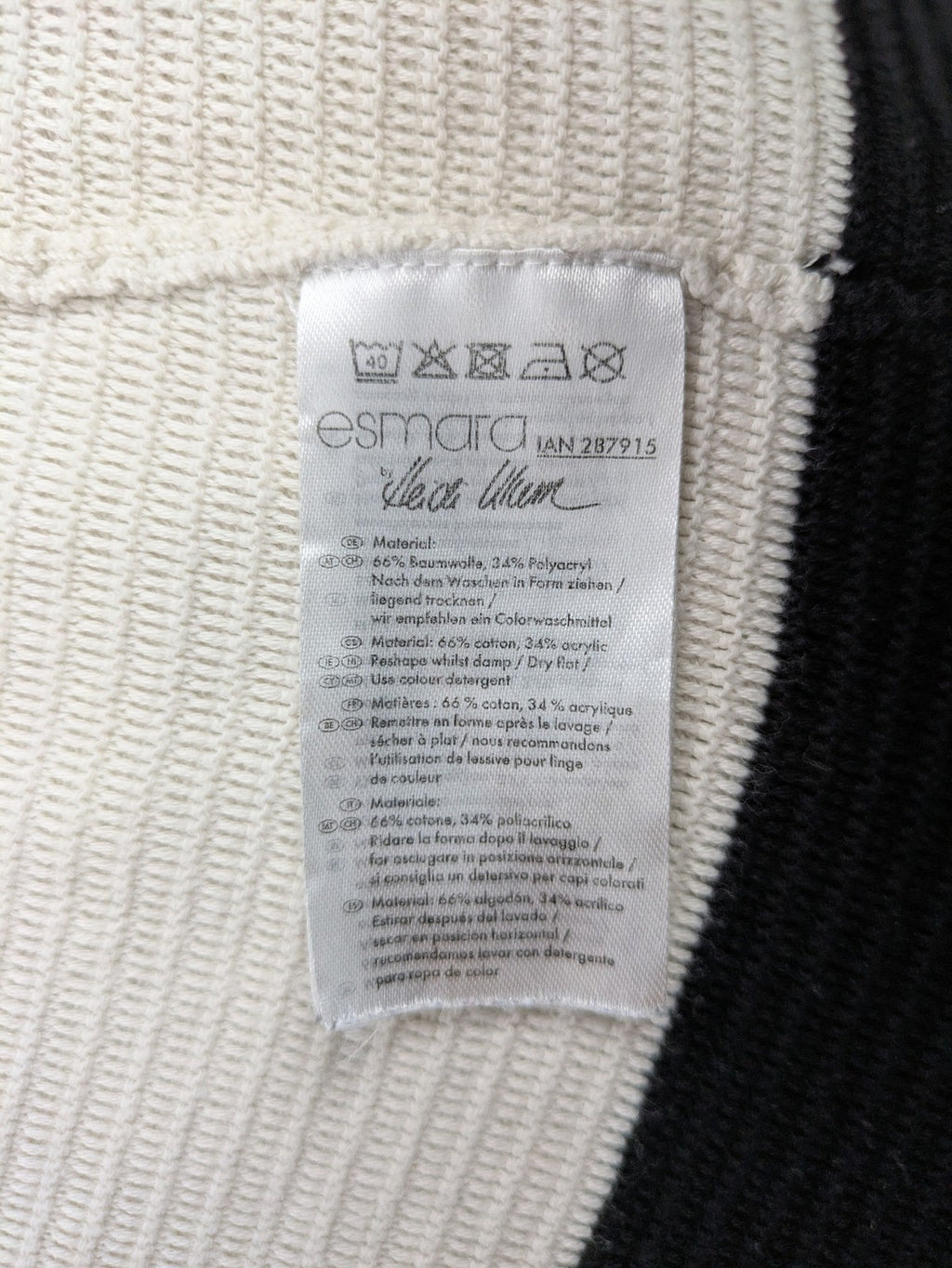 Esmara by Heidi Klum beige and cream long cardigan colorblock striped pattern ribbed knit.
