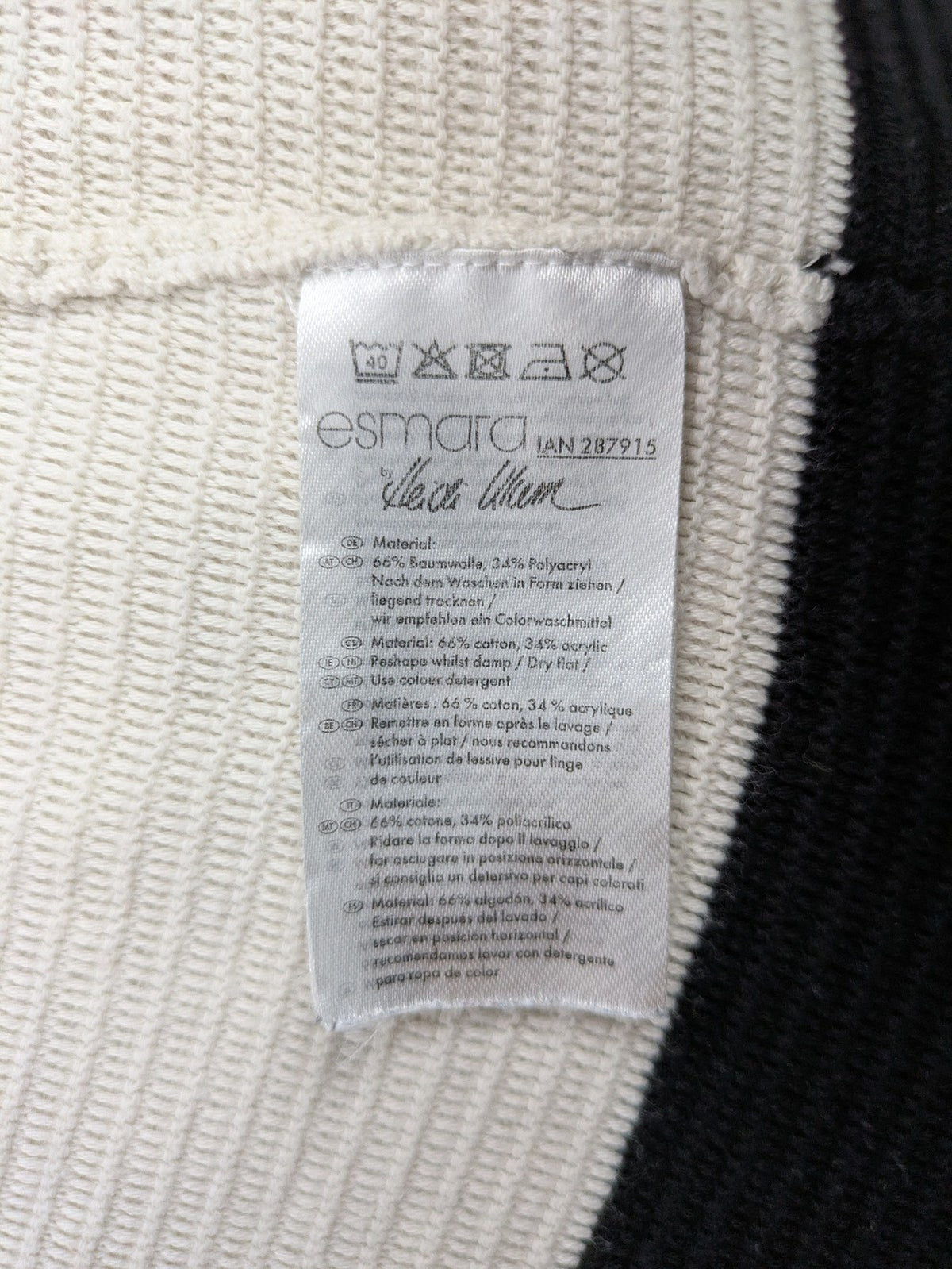 Esmara by Heidi Klum beige and cream long cardigan colorblock striped pattern ribbed knit.