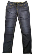 Cecil blue straight jeans with decorative inner waistband pattern and classic 5-pocket design.