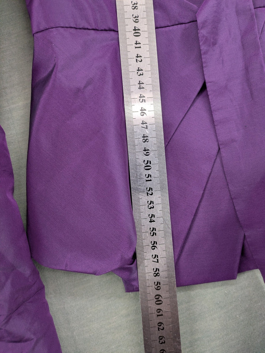 Claudia Sträter purple silk blazer with shawl collar and belt detail.