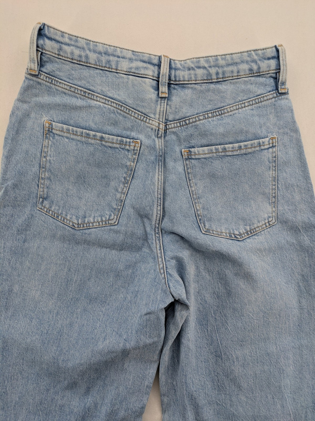 H&M wide leg high waist jeans beige blue white patchwork design with light wash