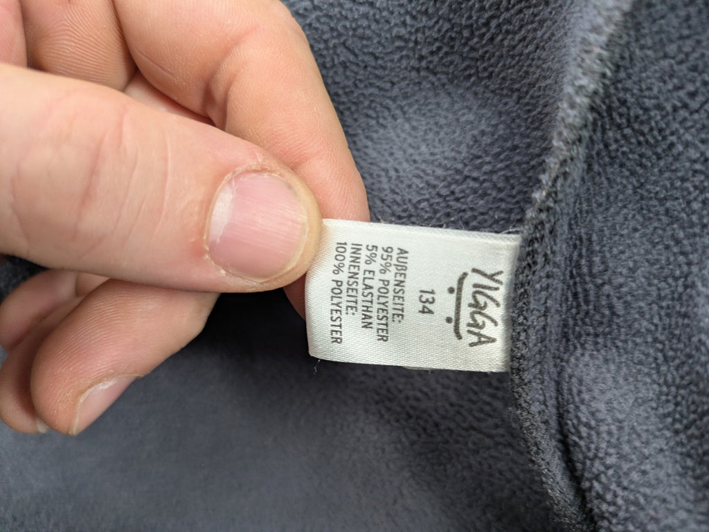 Yigga grey softshell coat with fleece lining, hood, and reflective details.