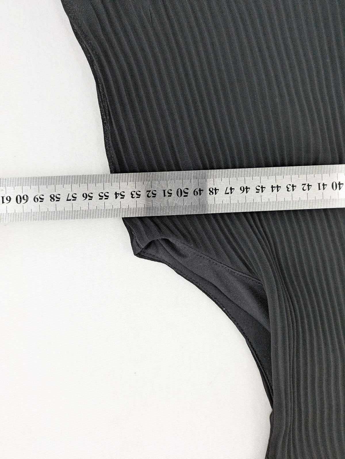 C&A grey top sleeveless pleated chiffon overlay with silver studs at neckline