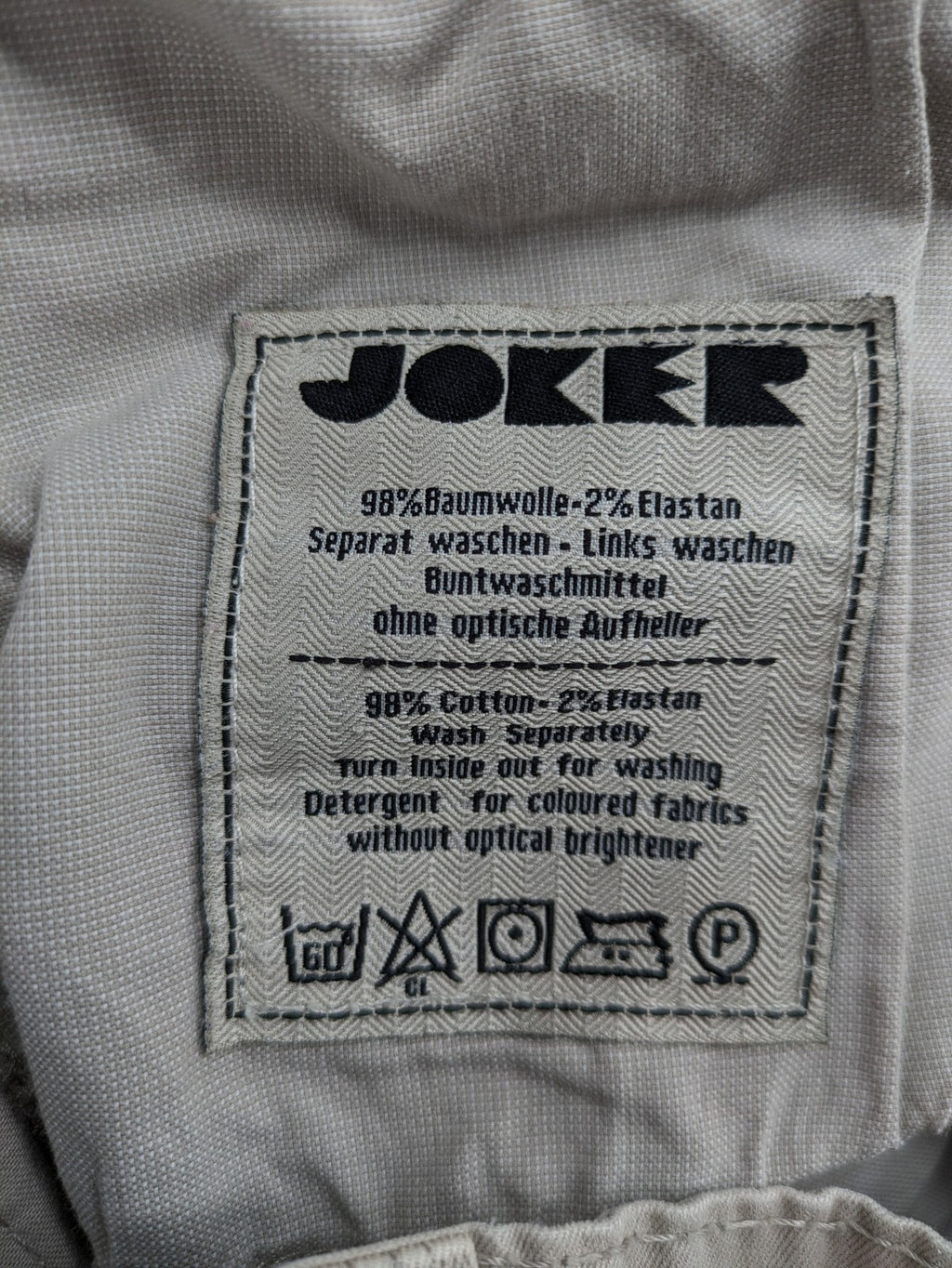 Joker beige chino pants 5-pocket design made from cotton stretch blend.