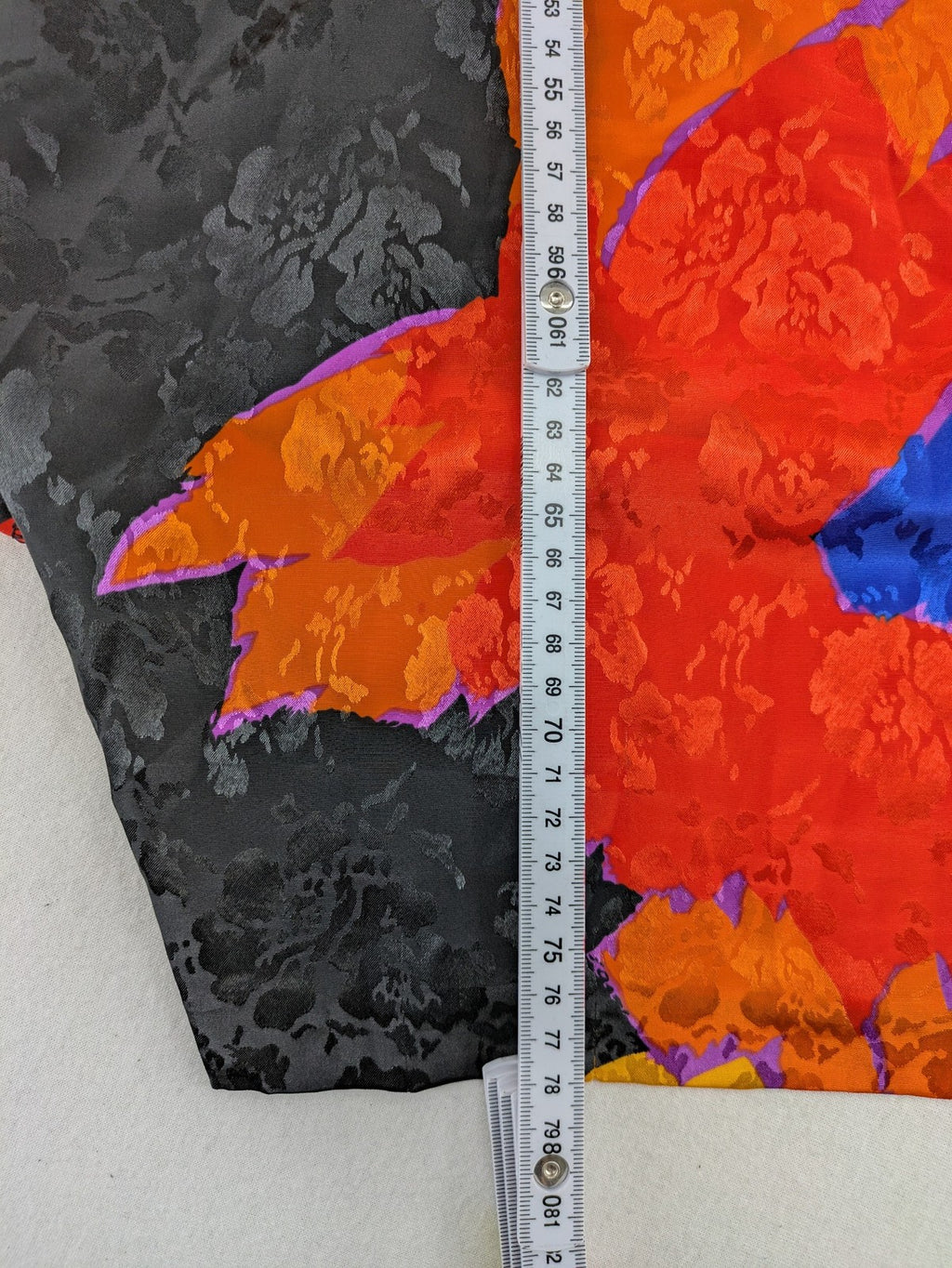 NGT orange vintage top abstract floral pattern black jacquard fabric 100% polyester