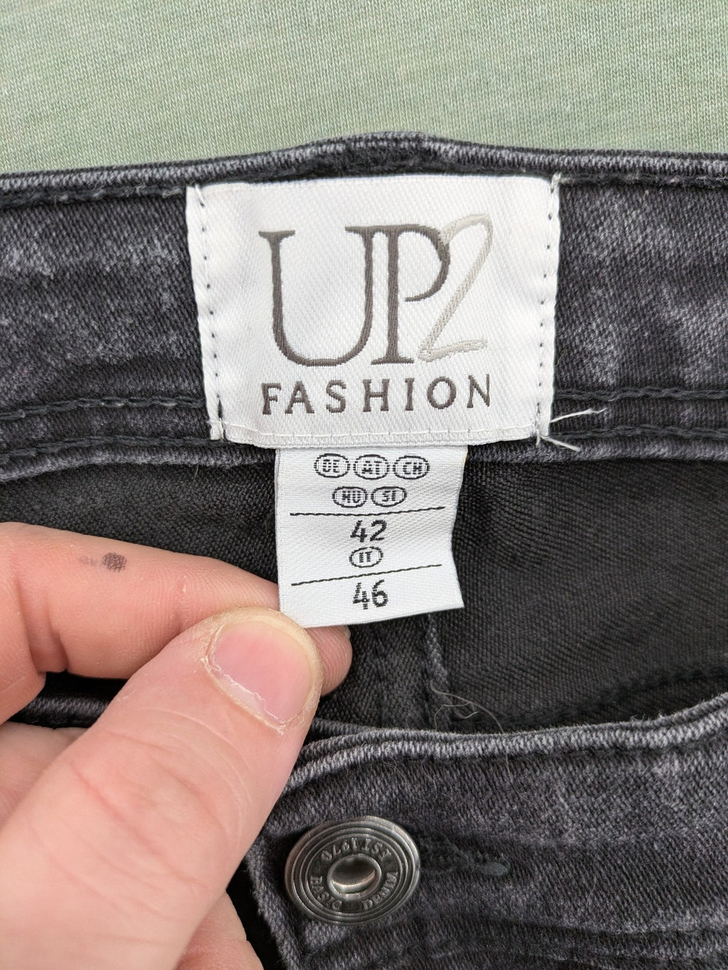 up2 fashion grey skinny jeans with rhinestone embellishments on back pockets