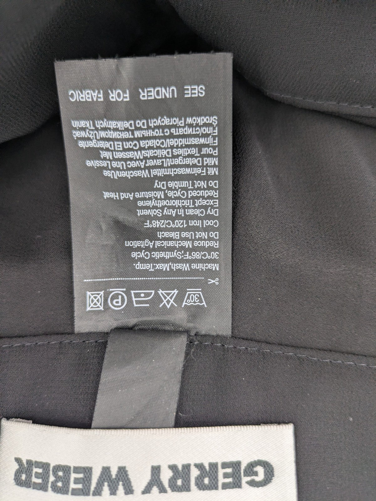 Gerry Weber grey palazzo pants with chiffon overlay and front slits.