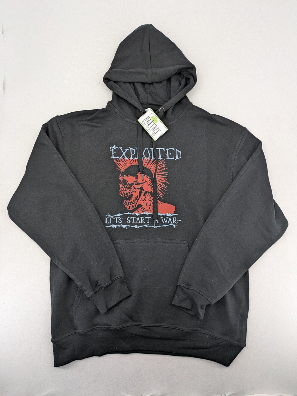 The Exploited black zip-through hoodie with large front print of skull and logo.